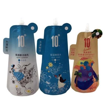 China Custom Logo Leak Proof Manufacturing Reusable Stand Up Spout Pouch For Cosmetic Liquid for sale