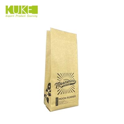 China High Quality Moisture Proof Brown Kraft Paper Pouches For Coffee Beans Side Gusset Foil Packing for sale