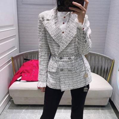 China BLENCOT Anti-wrinkle casual blazers sheath long Front Work Jackets Blazer Summer office blazers plaid suit open coat for sale