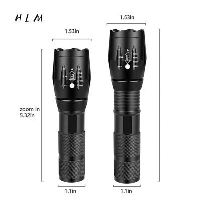 China Zoomable Led Light Military Tactical Flashlight HLM 122g 18650 Water Resistant Rechargeable Torch Light, 1000m Long Range XML T6 LED Flashlight Set for sale