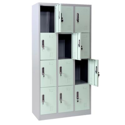 China Adjustable School Furniture 12 Doors Wholesale Clothing Steel Locker / Wardrobe With Mirror for sale