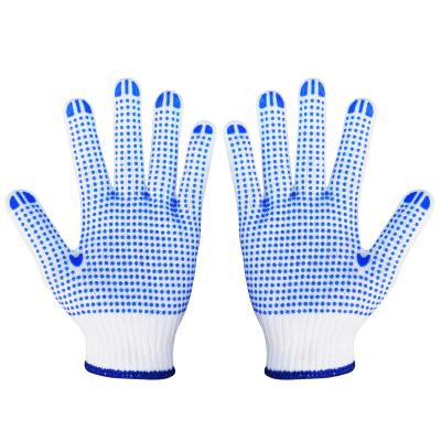 China Slip-resistance Cotton thread dispensing gloves non-slip breathable handling machinery on-site work gloves labor protection for sale