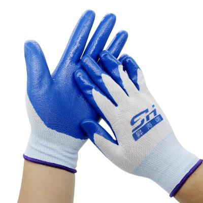 China Industrial Nitrile Gloves Oil-resistant Gloves Dry Work Non-slip Wear-resistant Dingqing Industrial Dipped Labor Protection Gloves for sale