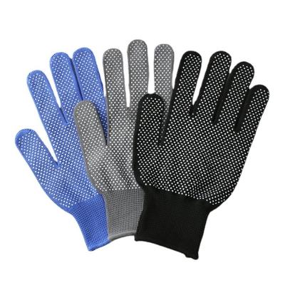 China Anti-slip Wholesale Price Work Nylon PVC Polka Dots Gloves Knit White Cotton Personal Safety Gloves for sale