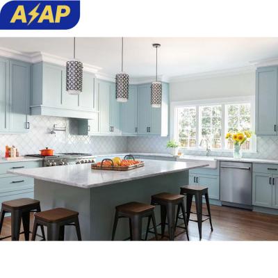 China Durable ASAP wholesale american style modern design blue lacquer kitchen furniture for sale