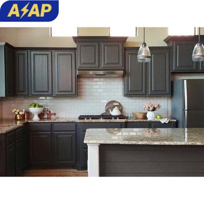 China Durable ASAP MDF black lacquer designs modular modern island kitchen cabinet for sale