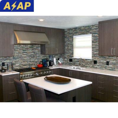 China Durable ASAP Custom black matt wood texture melamine plywood laminated modern kitchen cabinet for other Kitchen Furniture for sale