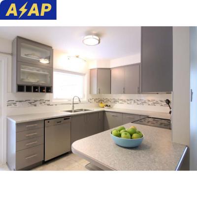 China Durable ASAP Whole Set Customized Real Wood Laminate Assembled Kitchen Cabinets for sale