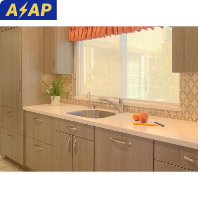 China Durable ASAP Wooden natural color modern design economic melamine finish chipboard kitchen cabinet with island for sale