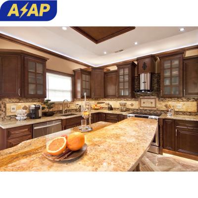 China Durable ASAP  Modern modular design Solid wood with island Full furniture customized kitchen cabinets Luxury Country Style Solid wood for sale