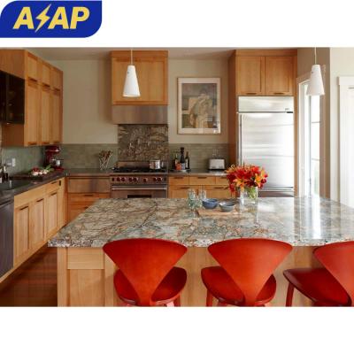 China Durable ASAP  ash solid wood kitchen cabinet doors for sale in factory price American Farmhouse Style Solid Wood L-Shape Kitchen Cabinet for sale