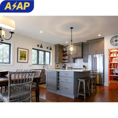 China Traditional ASAP American Classic Design Wood Veneer Gray Kitchen Cabinets for sale