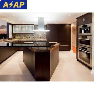 China Durable ASAP Kitchen Furniture Design Wood Veneer Kitchen Cabinet For Wholesales Aisdecor High End European Design Full Set Wood Grain for sale