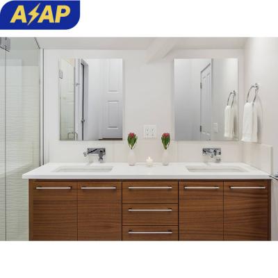 China Environmental Friendly ASAP waterproof storage design mirror sink bathroom cabinet Corner Floor Oak Mirror Wooden Vanity Top Cabinet Bathroom Was for sale