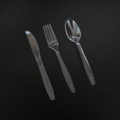 China Disposable clear black plastic eco plastic flatware fork knife set disposable home/hotel/restaurant China Picnic Travel Picnic Spoon for sale