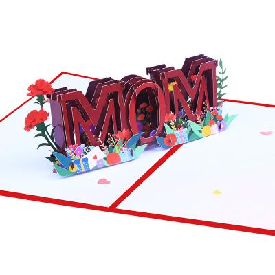 China Europe 3D Paper Pop The Greeting Card For Mother's Day Gift With Colorful Printing, Laser Engraving And 3D Display For MOM for sale