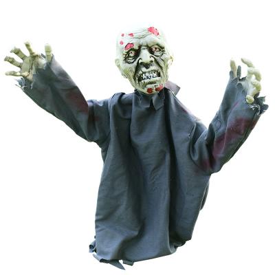 China Gray Holiday Decorations Halloween Voice Control LED Light On Swing Ghost Decoration Halloween Hanging Ghost For Decorations Halloween Ornament for sale