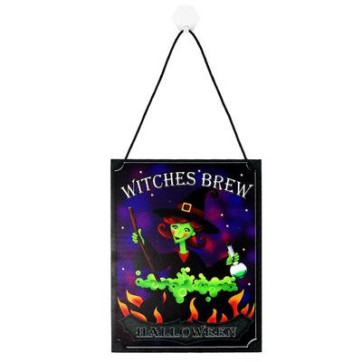 China Europe Europe Halloween Crafts Hanging Light Wood Decoration LED Sign Tags Carnival Night Party Holiday Hanging Boards for sale