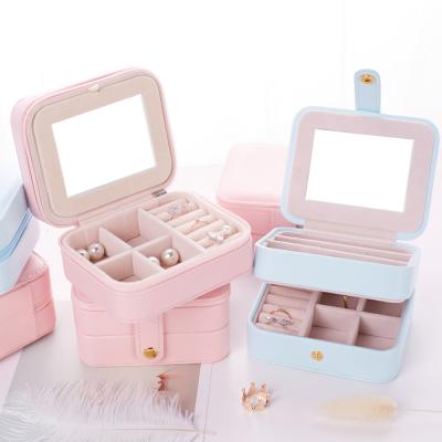 China Portable Jewelery Packaging Box Jwwellery Display Case Velvet Leather Jewelery Box Jewelery Organizer Jewelery Packing Box for sale