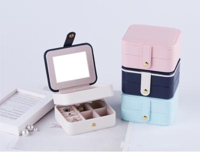 China Portable Jewelery Packaging Box Jwwellery Display Case Velvet Leather Jewelery Box Jewelery Organizer Jewelery Packing Box for sale