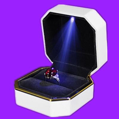 China Jewelry Organization Custom Logo Plastic White Jewelry Packaging Gift Box For Ring Necklace Pendant With LED Light In Velvet Production Painting Storage for sale