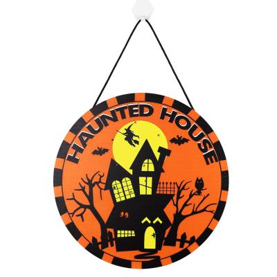 China Europe Europe Halloween Crafts Hanging Sign Decoration LED Wooden Light Marks Board Lists Carnival Night Party Holiday Haunted House Board for sale