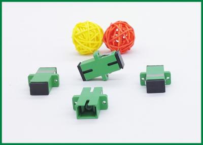 China SC/APC Simplex Fiber Optic Adaptor / Couplers , Green Plastic Housing Black Dust Cap for sale