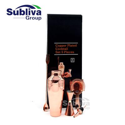 China Copper Plated Calabrese Bar Shaker Gift Set 5 Pieces for sale