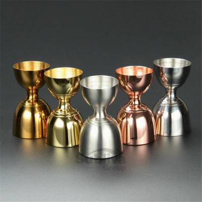 China Viable Size 30/60ml Slim Cocktail Jigger Stainless Steel Cocktail Jigger for sale