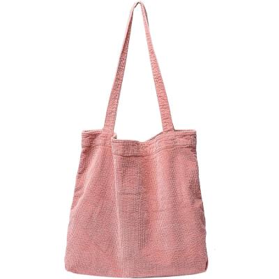 China Casual Shopping Corduroy Portable Handbag Tote Bag Large Shoulder Bag for sale