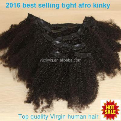 China Hot Sale Afro Kinky Curly Tight Curly Clip In Hair Extensions For Black Women for sale