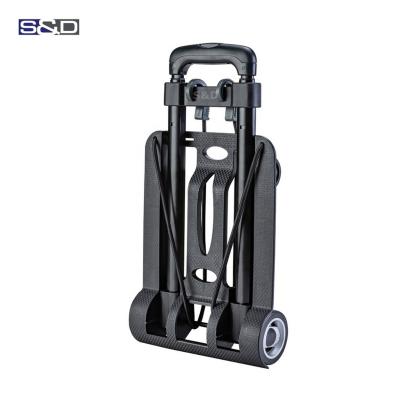 China Mini Compact Durable Steel Telescopic Portable Lightweight Folding Luggage Hand Trolley Cart Retractable Shopping Truck For Promotion for sale