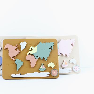 China Mapa del mundo Continentes y océanos Silicona Puzzle Bebé Regalo Montessori Educativo en venta