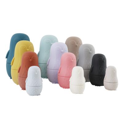 China Kauwsilicone Pinguïn Silicone stapel speelgoed Baby Silicone Speelgoed Stapelen Voor Kleuters Bad Speel Te koop