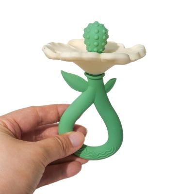 China PAISEN Custom 6 meses Flora de planta forma Teether 100% Dentes de borracha natural Dentes de silicone mastigado Balançando brinquedo de bebê macio à venda