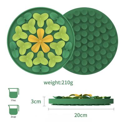 China Custom silicone pet products Cute flower Pattern  silicon Pet Dog Food Feeding Mat Silicone Slow Feeder Licking Pad Dog food mat for sale