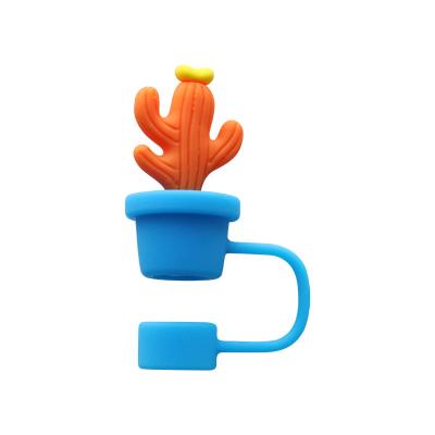 China Cactus Straw Stoppers Protector Drinking Accessories And Practical Design Reusable Cute Silicone Straw Lids Tips Protectors for sale