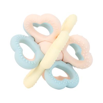 China 2025 New Custom Silicone Ring Soft 3D Kids Baby Rattle Toy BPA-Free Food Grade Teething Toys Shaking Soft Toy Teethers for sale