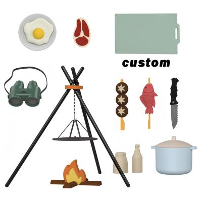 China Logotipo personalizado 19-PC Silicone Mini Chef Barbecue Role Playing Kitchen Cook Toy Set Pretender Picnic Play Kitchen Toys Regalo Bebê Jogos à venda