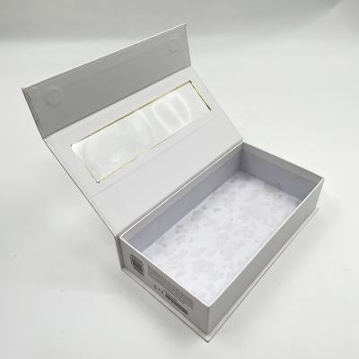 China Recyclable Custom Recycled Closures Ribbon Printing Logo Paper Gift Box With Clear PVC Window for sale