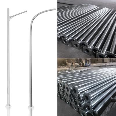 China Garden Customized Price 5m Outdoor Decorative 6m 8m 9m 10m 12m Galvanized Curved Solar Street Light Lamp Pole for sale