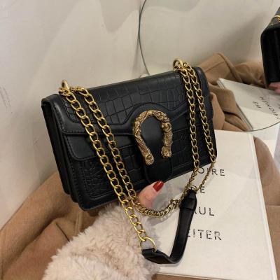 China New Tide Women's Bag Fashion Stone Texture Chain Shoulder Bag Cross Body Square Small Leather Bags for sale