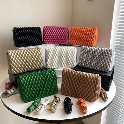 China 2023 Fashion Bolsos De Mujer Simple Solid Color Handbags Durable PU Leather Cross - Body Strap Bags Women for sale