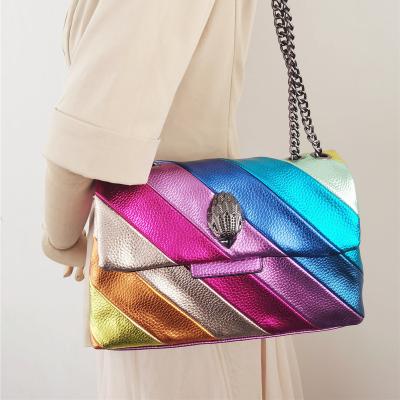 China Hot Sale Fashion Kurt Geiger London Bag Kensington Striped Cross - Colorful Body Rainbow Bag Designer Handbags Famous Brands Purse for sale