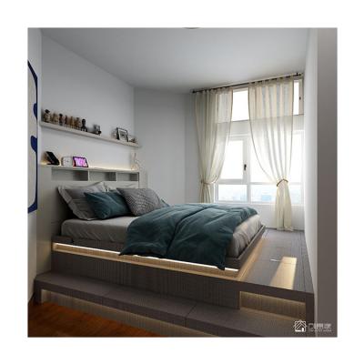 China Newly Designed Eco-friendly Floating Bed Frame With Doubles Headboard Tatami Platform Bed Japanese Style Bedroom Furniture for sale