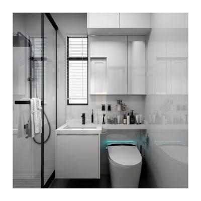 China Durable Modern White Wood Grain Wall Mounted PVC Coated Bathroom Furniture Cabinet for sale