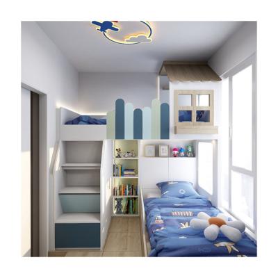 China Modern American Blue Art Bed Modern With Wood Frame Bedroom Furniture Luxury Kids Double Bed for sale