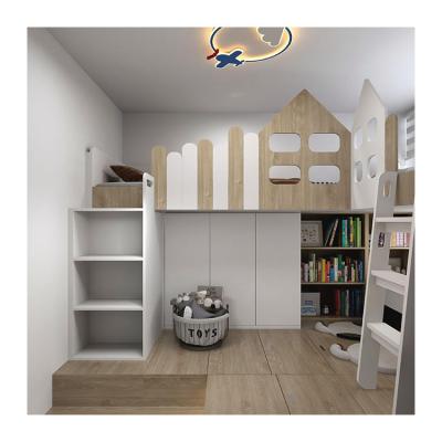 China Wooden Children's Bed Loft Space Saving Bunk Bed.kids Bed.kids Furniture.Storage Double Bed With Desk for sale