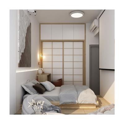 China (Size)New Customized Luxury Wooden Modern White Wardrobe Simple Design Bedroom Furniture Adjustable Retractable Sliding Door Height Wardrobe for sale