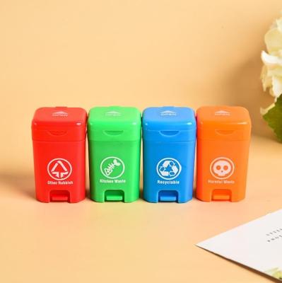 China Handsome Novelty Promotion 4 Color Trash Can Shape Multi Stationery Fancy Neon Custom Logo Highlighter Bar Ink Liquid Marker Pen for sale